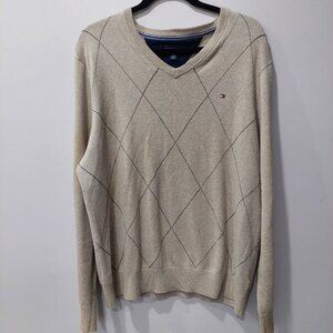 Tommy Hilfiger Sweater Beige Rhombuses, Men's Size L